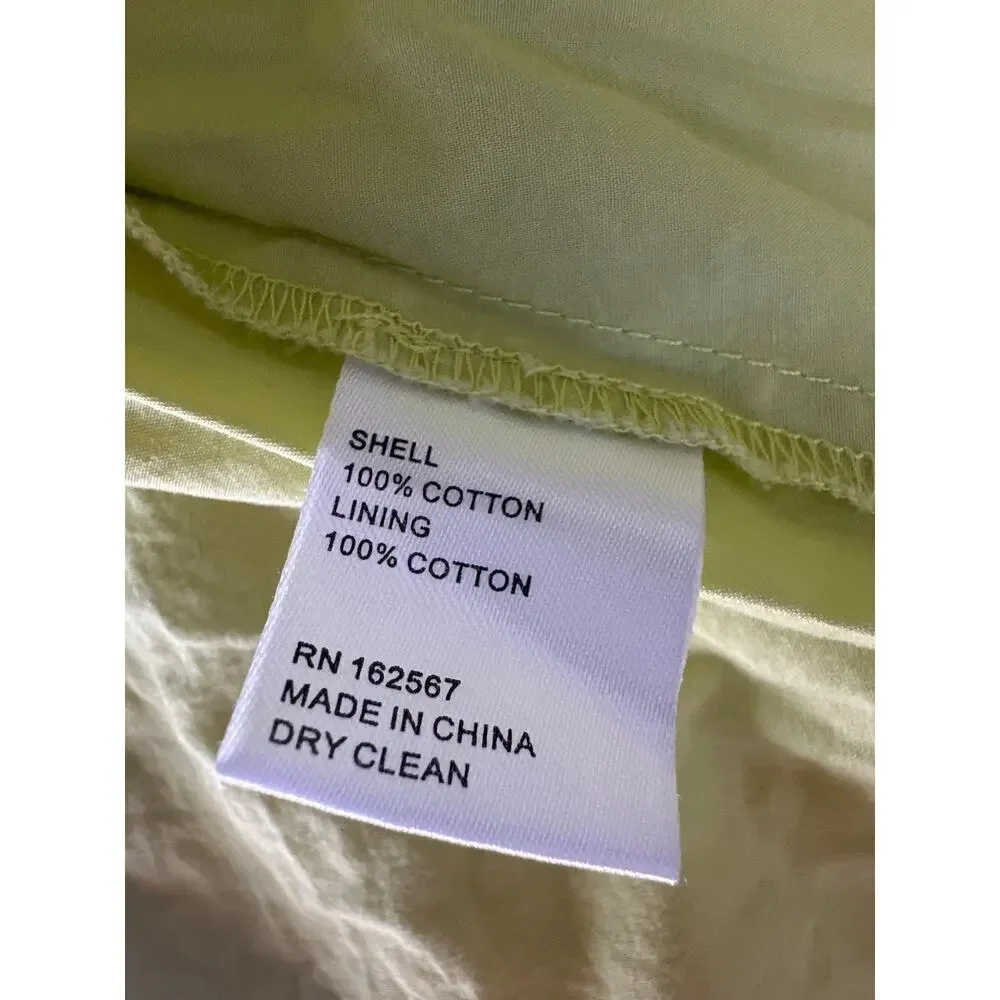 Eudon Choi Cotton Poplin Dress Sleeveless Smocked Knee Length A-Line Green 8